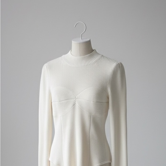 Fleur du Mal Corset Sweater Black Knit Bustier Top Size L